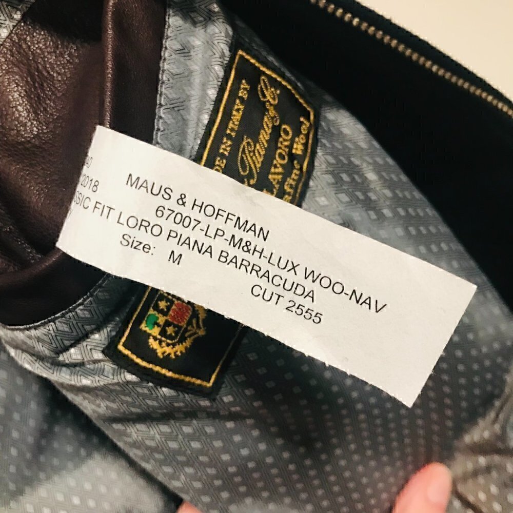 Maus & Hoffman Loro Piana Navy Wool Barracuda Bomber Jacket Size M - Picture 7 of 14